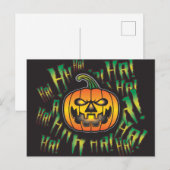 Evil Laughing Halloween Pumpkin Comics Text Effect Feestdagenkaart (Voorkant / Achterkant)