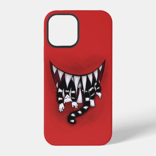 Evil Monster Mouth Sharp Teeth Eating Cat Horror iPhone Hoesje (Achterkant)