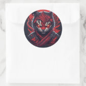 Evil Ninja Tiger Ontworpen Ronde Sticker (Tas)