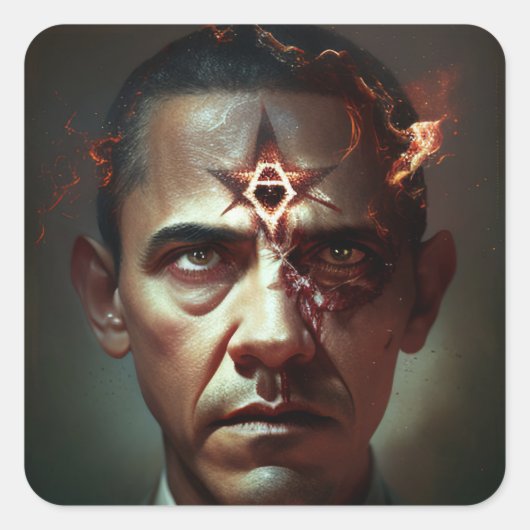 Evil Obama onthuld Vierkante Sticker (Voorkant)