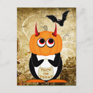 Evil Penguin Halloween Briefkaart