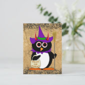 Evil Penguin Halloween Witch Briefkaart (Staand voorkant)