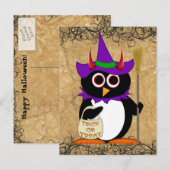 Evil Penguin Halloween Witch Briefkaart (Voorkant / Achterkant)