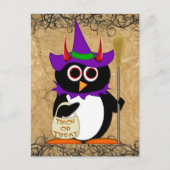Evil Penguin Halloween Witch Briefkaart (Voorkant)