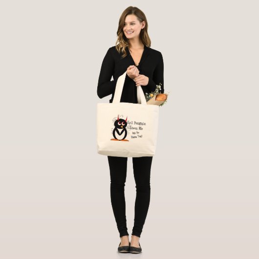 Evil Penguin in Love Canvas tas (Voorkant (model))