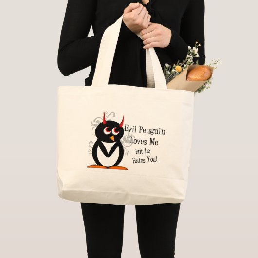Evil Penguin in Love Canvas tas (Voorkant (product))