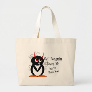 Evil Penguin in Love Canvas tas