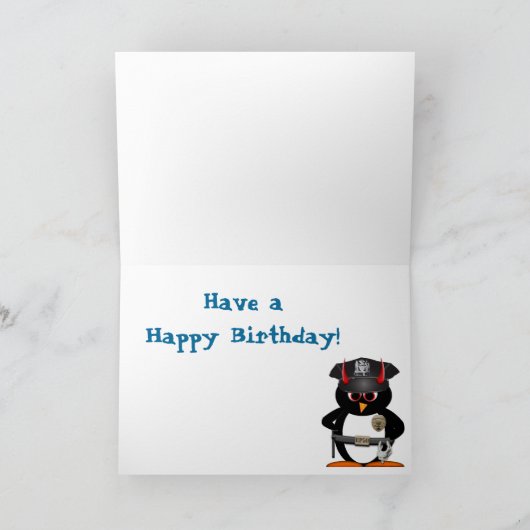 Evil Penguin Police Verjaardag Kaart (Binnen)