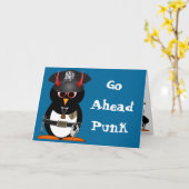 Evil Penguin Police Verjaardag Kaart (Gele Bloem)