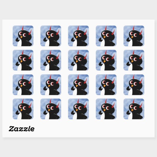Evil Penguin Poser Vierkante Sticker (Vel)