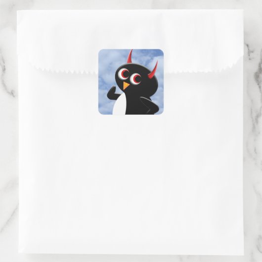 Evil Penguin Poser Vierkante Sticker (Tas)