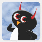 Evil Penguin Poser Vierkante Sticker (Voorkant)