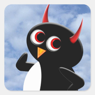 Evil Penguin Poser Vierkante Sticker