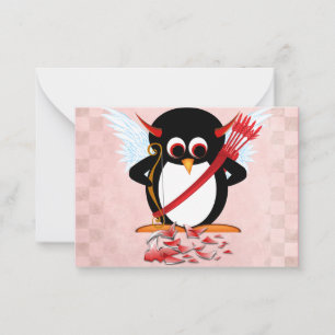 Evil Penguin Valentijn kaarten Notitiekaartje