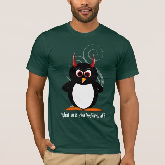 Evil Penguin Waar kijk je naar? T-shirt (Voorkant)