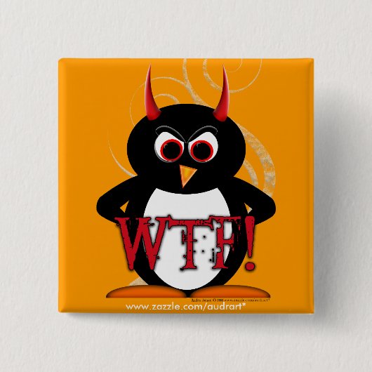 Evil Penguin WTF Button Bling (Voorkant)