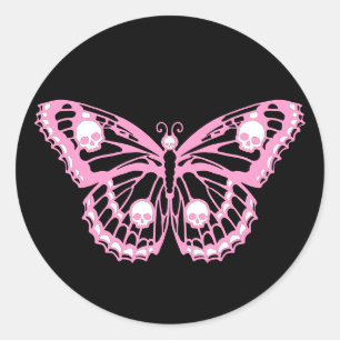 Evil Pink Butterfly Ronde Sticker