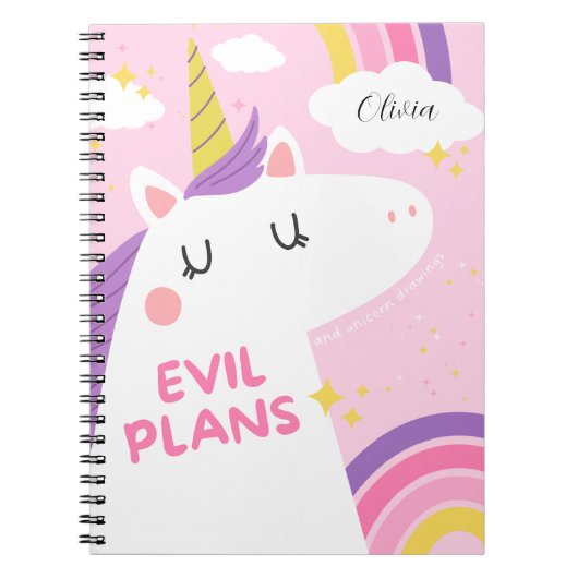 Evil Plans en Unicorn Drawings - Grappig en magisc Notitieboek (Voorkant)