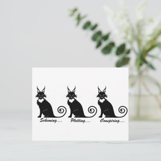 Evil Plotting Cat Trio Briefkaart (Staand voorkant)