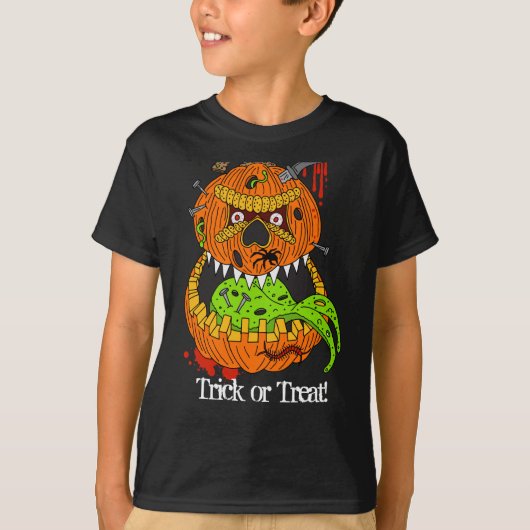 Evil Pumkin Enge Trick or treat Kinder Halloween T-shirt (Voorkant)