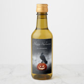 Evil Pumpkin en Raven gepersonaliseerd Halloween Wijn Etiket (Voorkant)