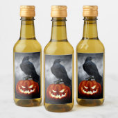 Evil Pumpkin en Raven Halloween Wijn Etiket (Flessen)
