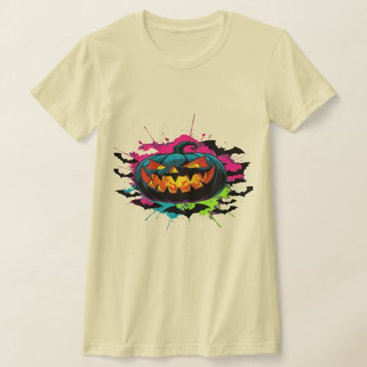 Evil Pumpkin Halloween Graphic T-shirt – Glowing S (Laagn)