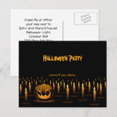 Evil Pumpkin Halloween kaarsen uitnodiging Briefkaart (Voorkant / Achterkant)