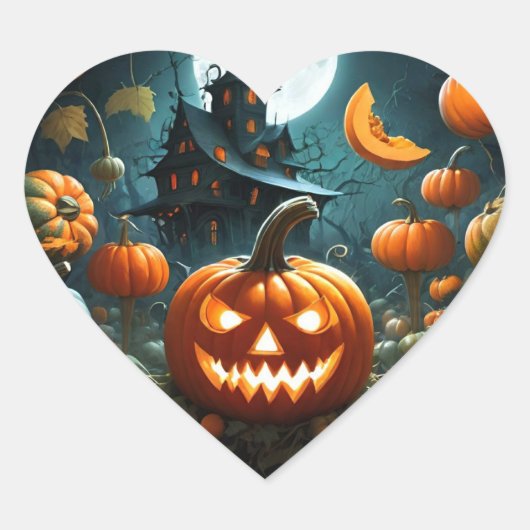 Evil pumpkin  hart sticker (Voorkant)