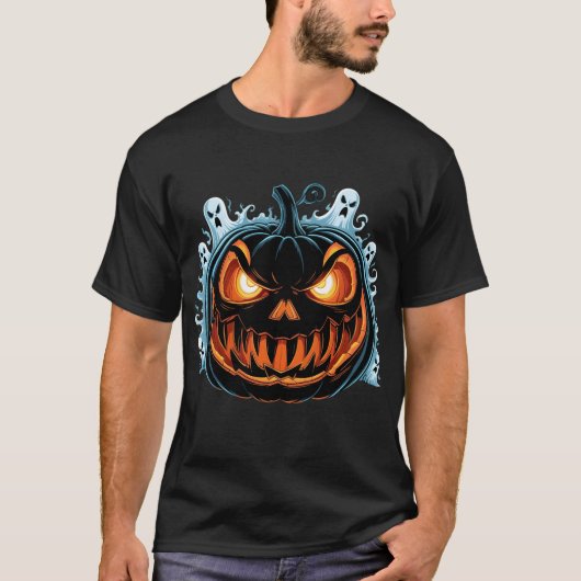 Evil Pumpkin Haunted Halloween T-shirt (Voorkant)