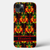Evil Pumpkin op Fire Pattern-naam Case-Mate iPhone Case (Achterkant)