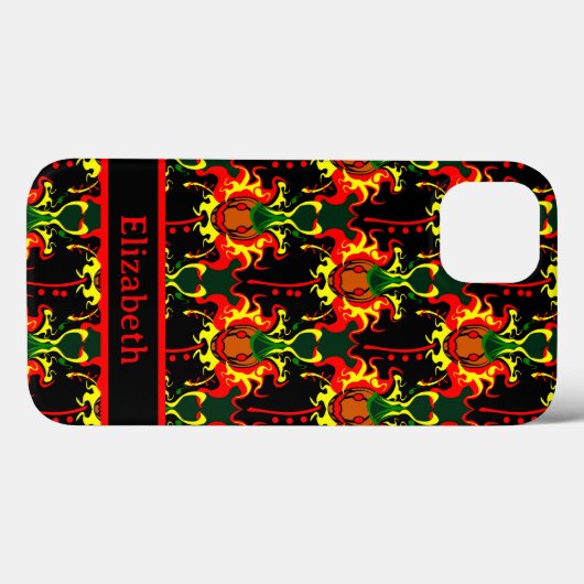 Evil Pumpkin op Fire Pattern-naam Case-Mate iPhone Case (Achterkant (horizontaal))