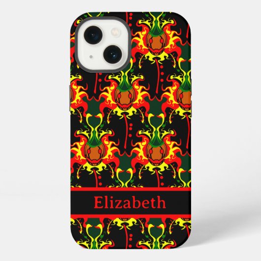 Evil Pumpkin op Fire Pattern-naam iPhone Hoesje (Achterkant)
