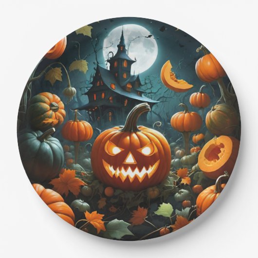 Evil pumpkin papieren bordje (Voorkant)