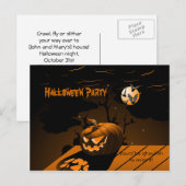 Evil Pumpkin Scary Bats Halloween Uitnodiging Briefkaart (Voorkant / Achterkant)