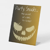Evil Pumpkin Smile Halloween Party Snacks Reclamebord Met Voetstuk (Voorkant)