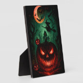 Evil Pumpkin Under Blood Moon | Witch Flying Hallo Fotoplaat (Zijkant)
