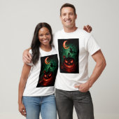 Evil Pumpkin Under Blood Moon | Witch Flying Hallo T-shirt (Unisex)