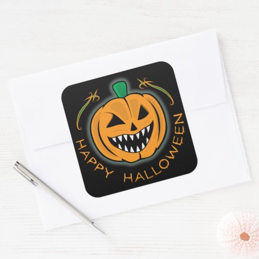 Evil Pumpkin Vierkante Sticker (Envelop)