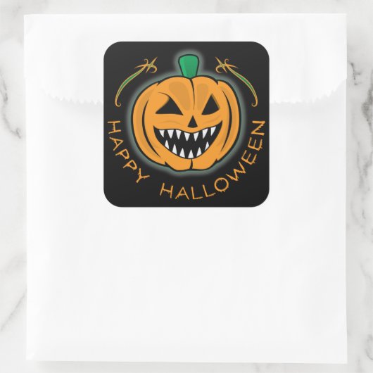 Evil Pumpkin Vierkante Sticker (Tas)