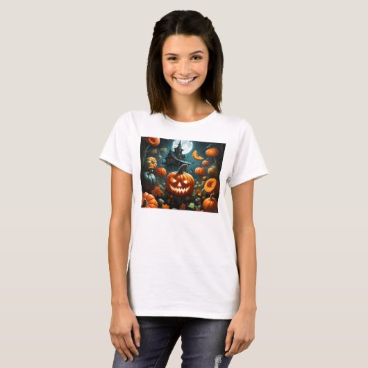 Evil pumpkin white t-shirt (Voorkant volledig)