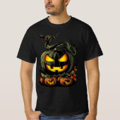 Evil Pumpkin with Snake Halloween Artwork T-shirt (Voorkant)