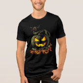 Evil Pumpkin with Snake Halloween Artwork Tri-Blend Shirt (Voorkant)