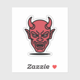 Evil Red Devil Face Halloween Sticker