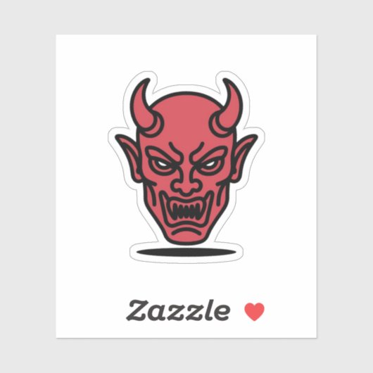 Evil Red Devil Face Halloween Sticker (Vel)