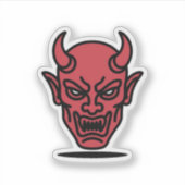 Evil Red Devil Face Halloween Sticker (Voorkant)