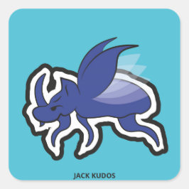 Evil Rhino Beetle Blue | Jack Kudos Vierkante Sticker