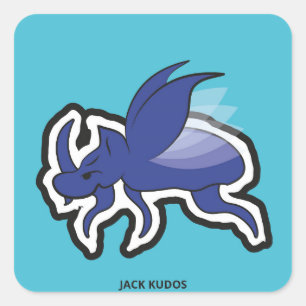 Evil Rhino Beetle Blue   Jack Kudos Vierkante Sticker