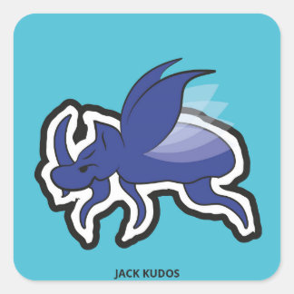 Evil Rhino Beetle Blue | Jack Kudos Vierkante Sticker