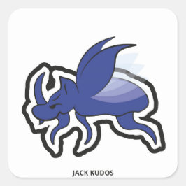 Evil Rhino Beetle White | Jack Kudos Vierkante Sticker